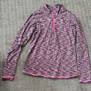 Chic Pink and Gray Long Sleeve Women's Top